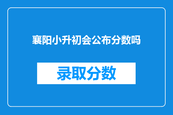 襄阳小升初会公布分数吗