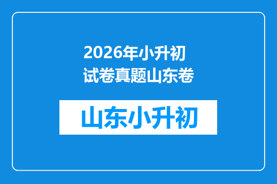 2026年小升初试卷真题山东卷