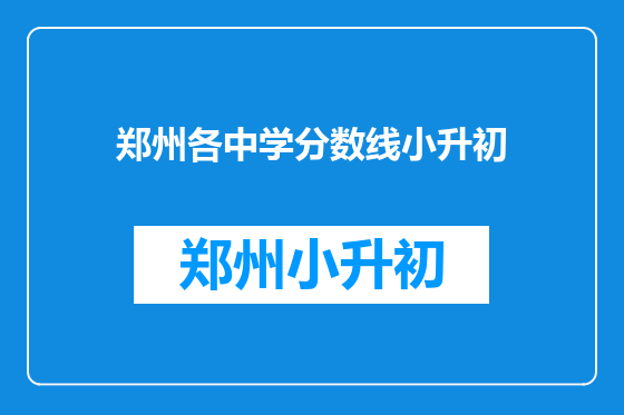 郑州各中学分数线小升初
