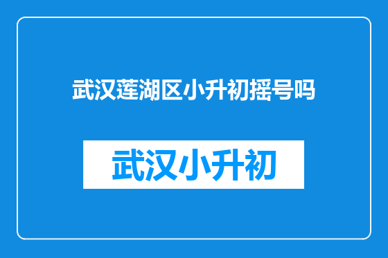 武汉莲湖区小升初摇号吗