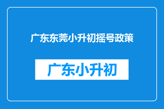 广东东莞小升初摇号政策