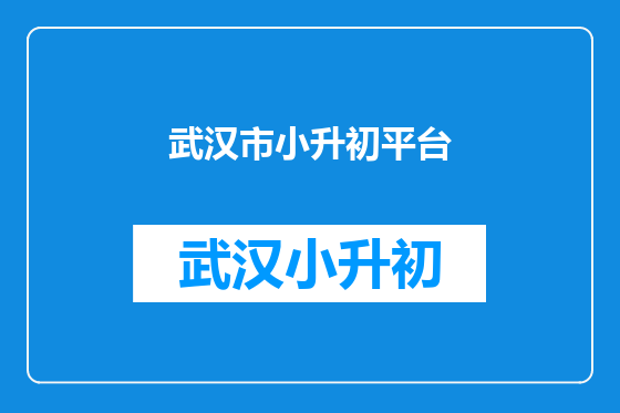 武汉市小升初平台