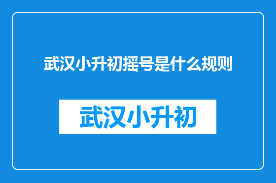 武汉小升初摇号是什么规则